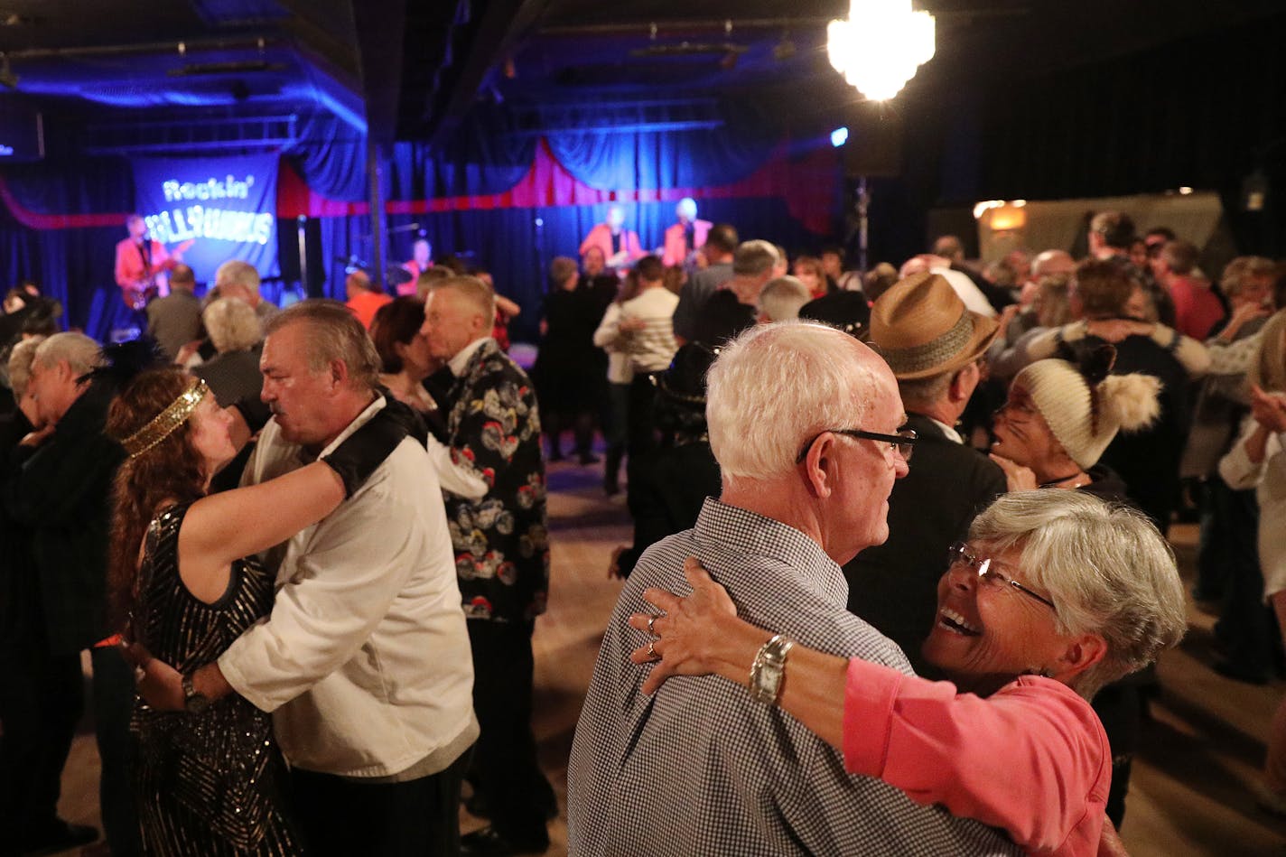 Leon and Diane Pearson of White Bear Lake laughed together as they danced to Rockin' Hollywoods.