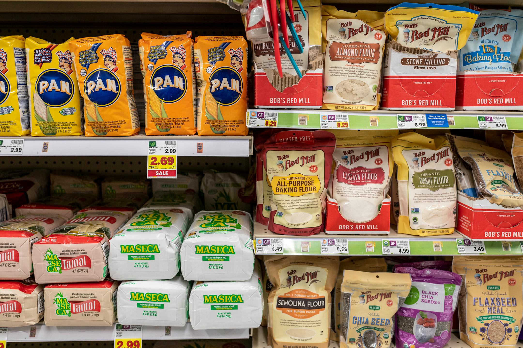 FILE — Items on the shelves at a Kroger Grocery Store on in Houston on , Aug. 5, 2021. "How can people be feeling so bad about a seemingly good economy?" asks New York Times columnist Paul Krugman. (Sergio Flores/The New York Times)