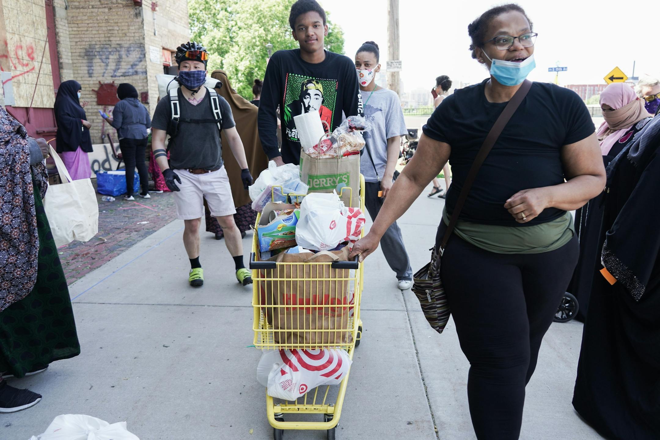 Donation shares have emerged across the Minneapolis and St. Paul, giving neighbors access to fresh food and other essential supplies as grocery stores remained closed or damaged Monday, June 1, 2020, in Minneapolis.