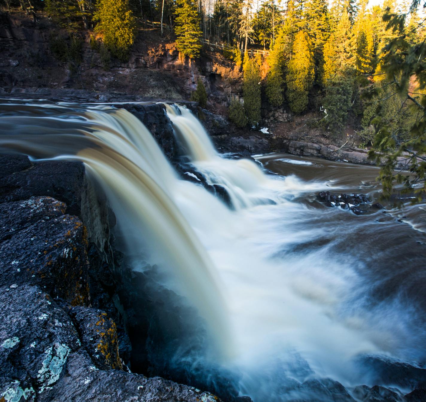 A stretch of the Gitchi-Gami State Trail takes cyclists between Gooseberry Falls State Park, above, and Split Rock Lighthouse.