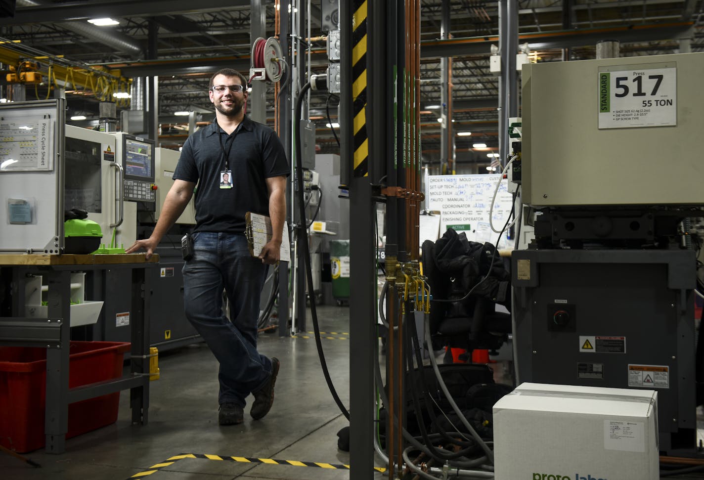 Mold technician apprentice Cody Zempel was photographed at his work station at the Protolabs Rosemount facility on Tuesday, Dec. 4, 2018. ] Aaron Lavinsky &#x2022; aaron.lavinsky@startribune.com Mold technician apprentice Cody Zempel was photographed at his work station at the Protolabs Rosemount facility on Tuesday, Dec. 4, 2018.