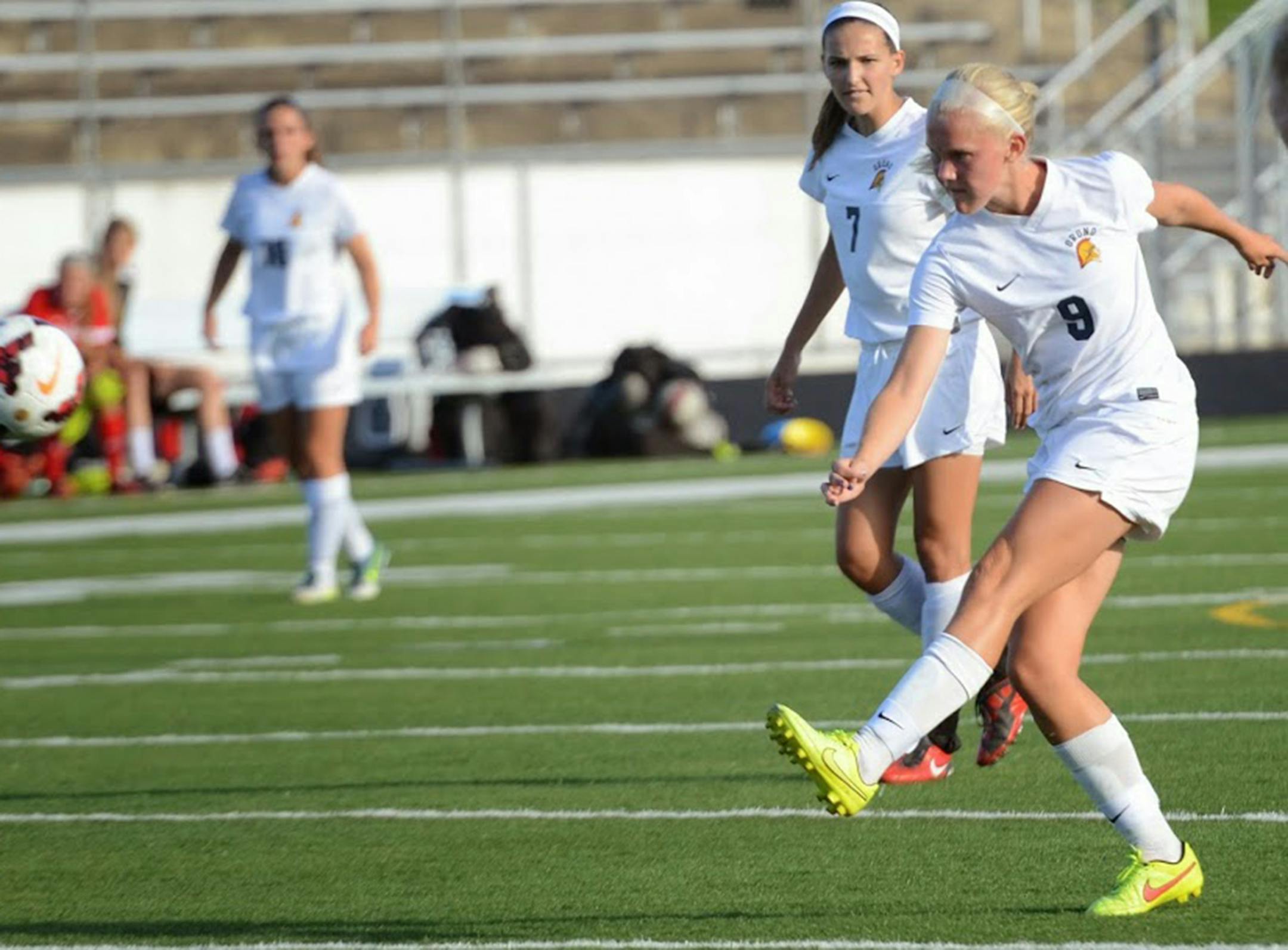 Carly Goehring (9) of the Orono girls' soccer team (2014). Photo by Mike Bash