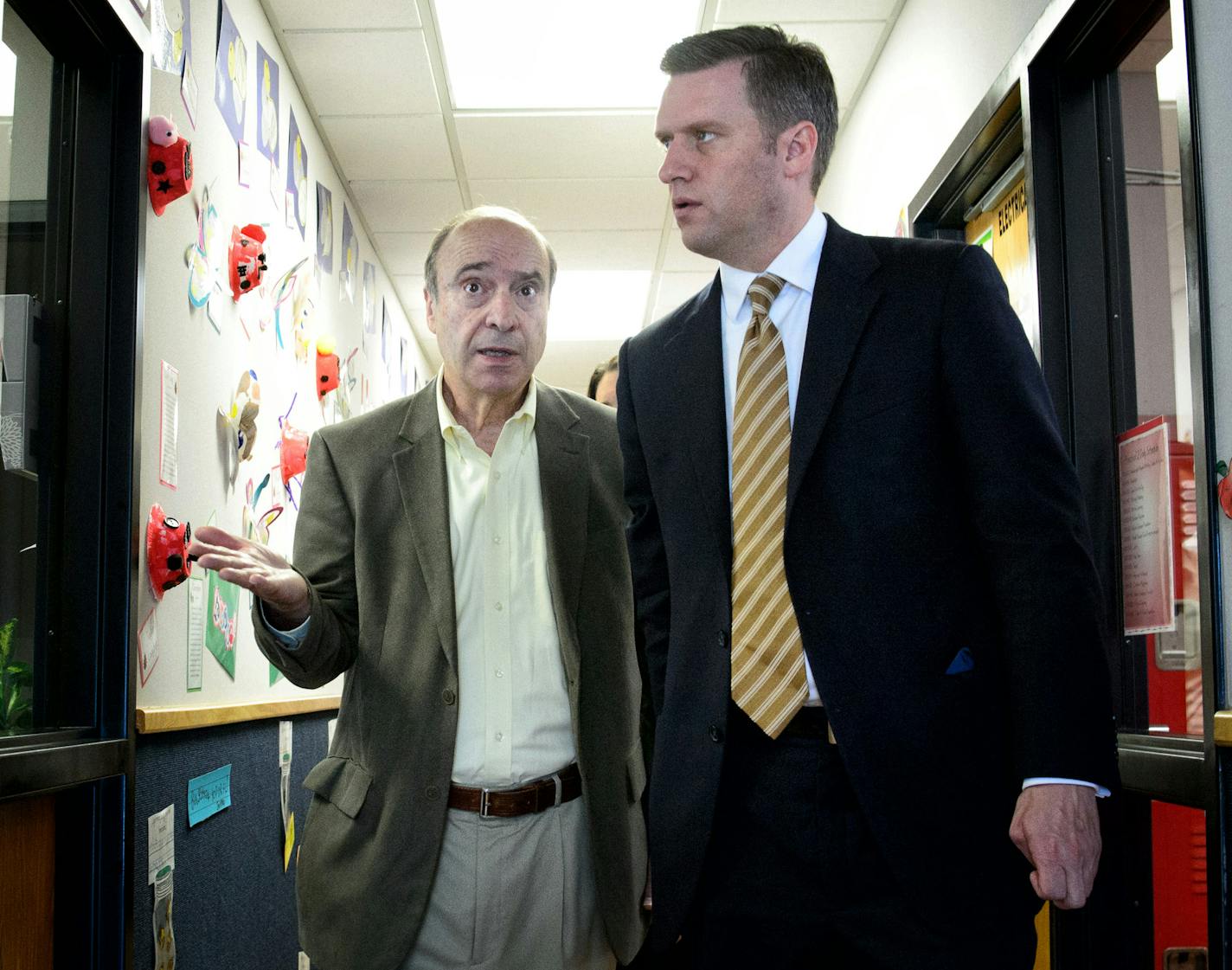 Art Rolnick, left, believes universal preschool won&#x2019;t help solve the achievement gap. Early learning scholarships are a better use of money, he says. Speaker Kurt Daudt is at right.