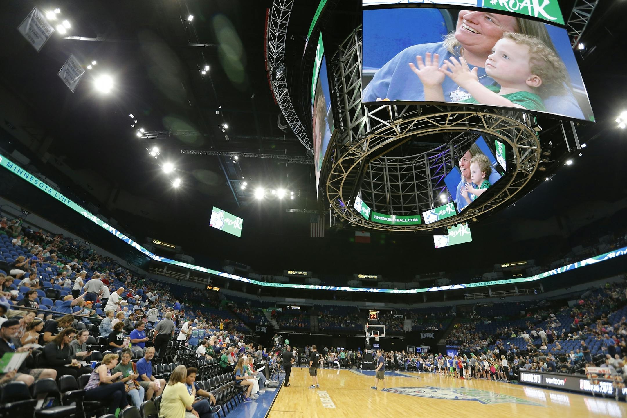 The new scoreboard at Target Center.