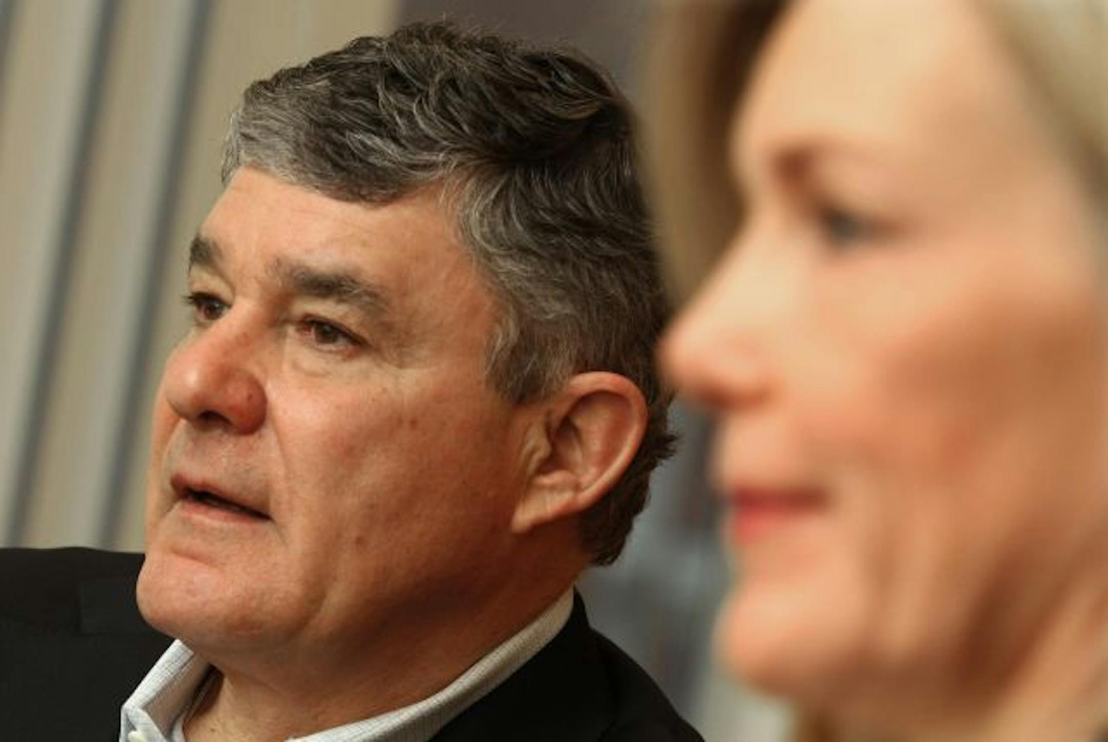 (left to right) Tom Micheletti and Julie Jorgensen are top executives at Excelsior Energy, which has been trying for the last decade to build a "clean coal" power generation plant on the Iron Range.