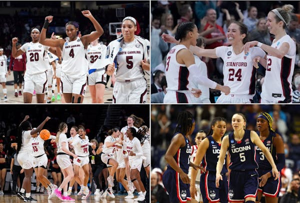 They cut down the nets in their region finals but only one of South Carolina, Louisville, Stanford or UConn will walk out of Target Center a champion.