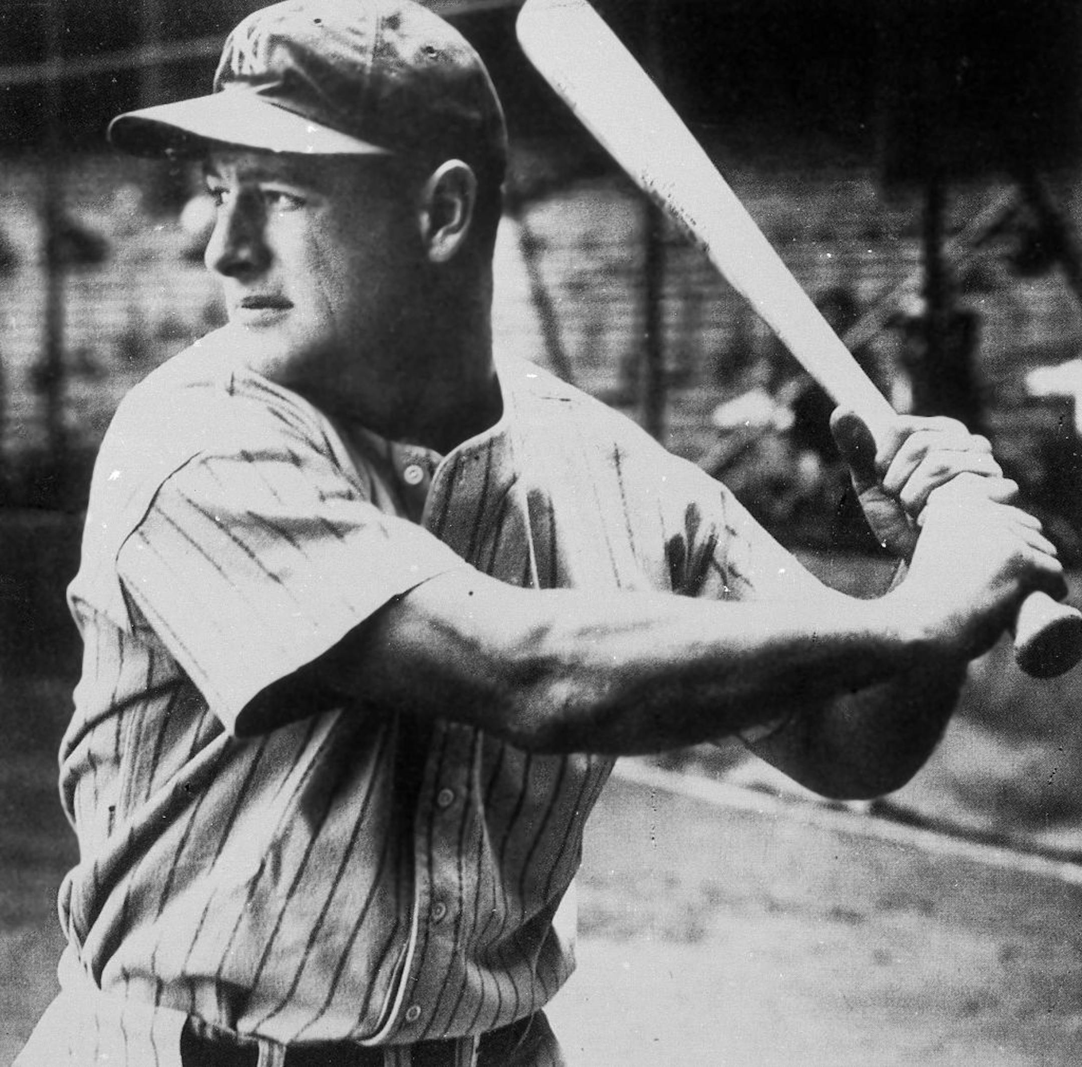 New York Yankees first baseman Lou Gehrig at bat in 1935.