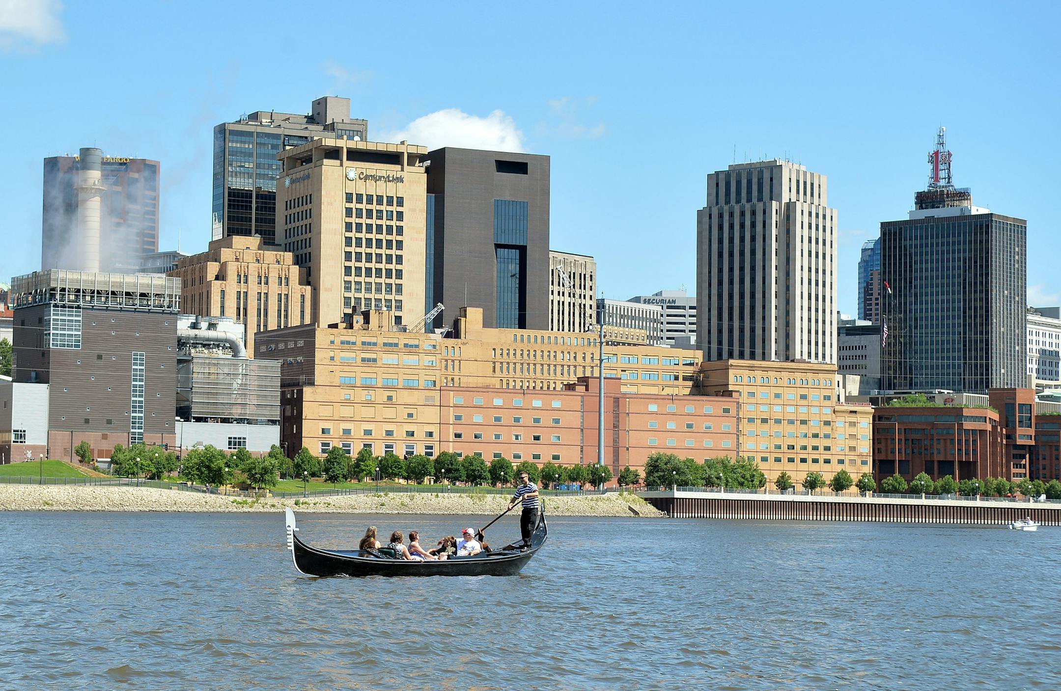 Gondola rides along the Mississippi River offered a view of the downtown St. Paul skyline.