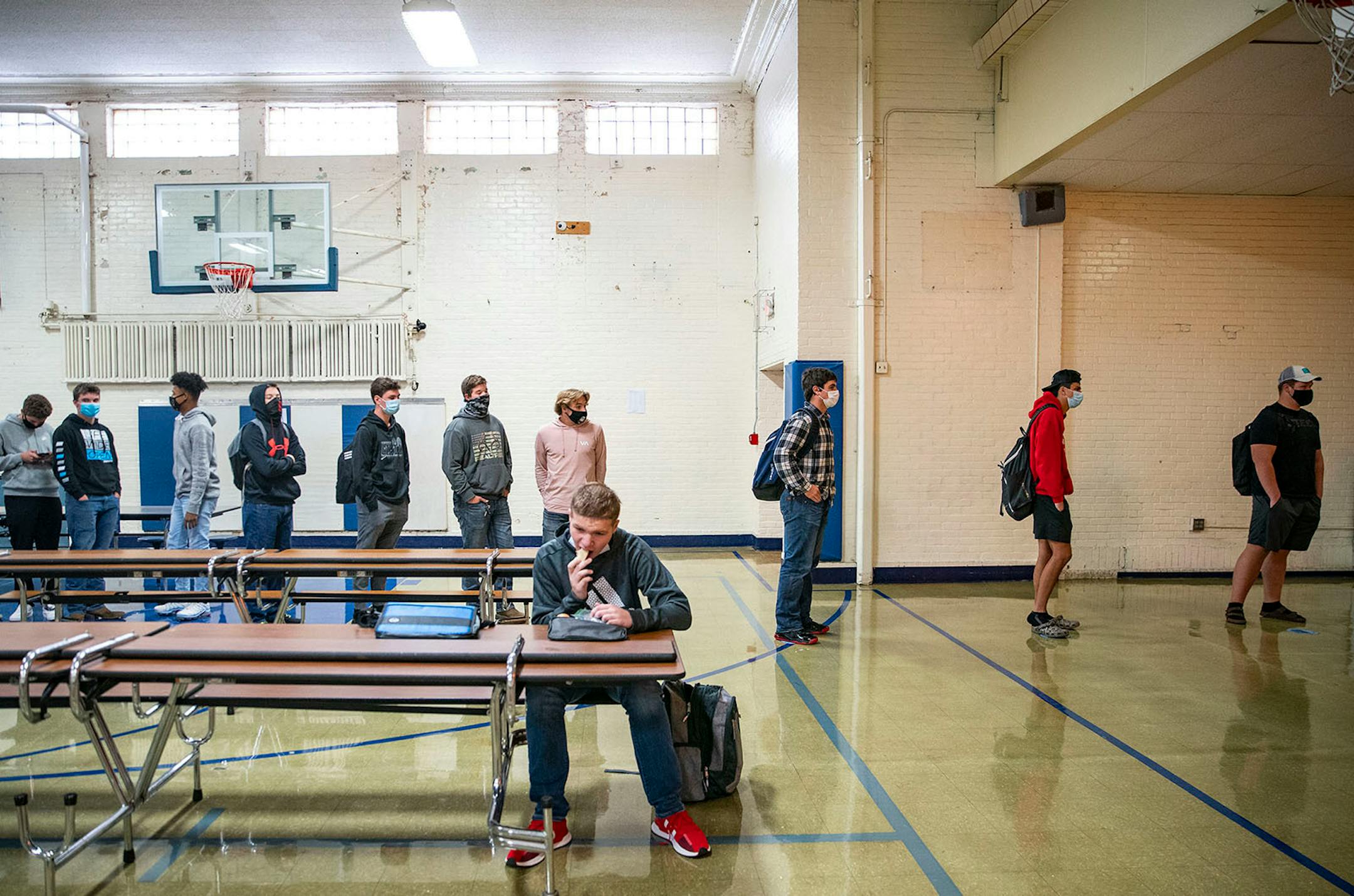 Carlton High School students ranging from ninth to twelfth grade stood in line for lunch in the cafeteria on Tuesday.