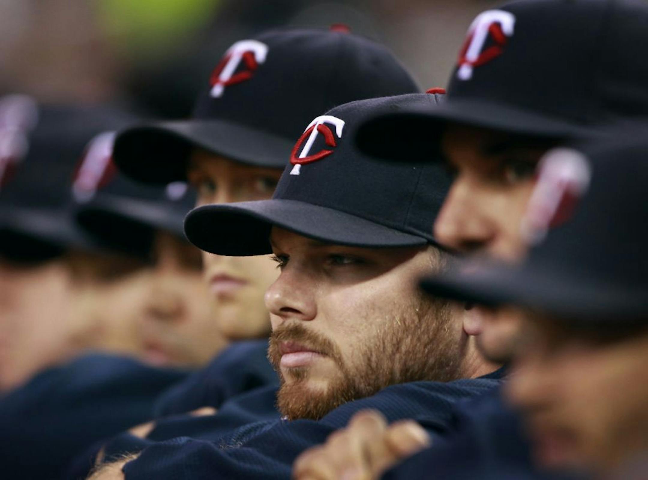 Jason Kubel and and the rest of the Twins players lined the rails at Target Field before the start of Tuesday night game between the Minnesota Twins and the Kansas City Royals at Target Field in Minneapolis, MN.