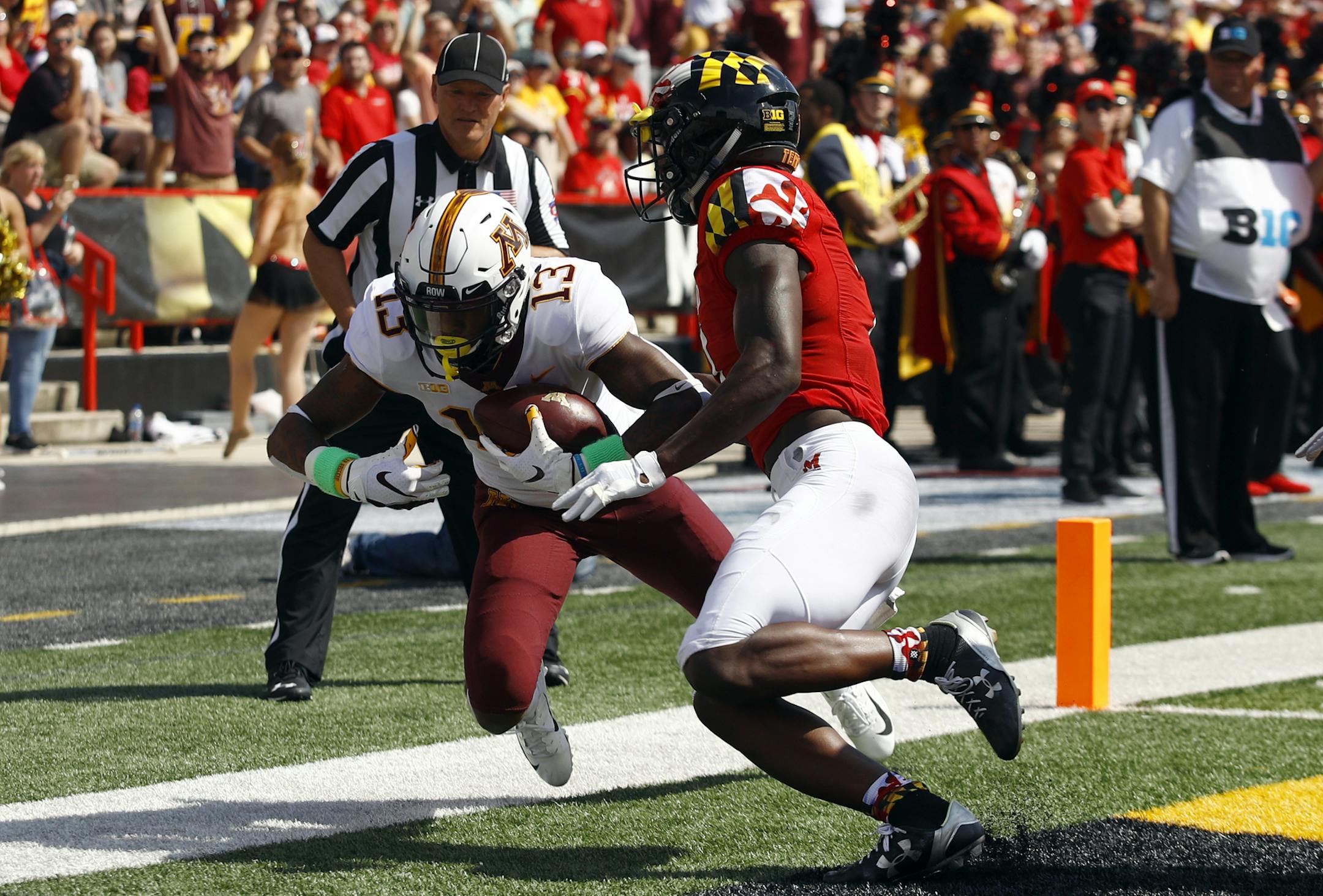 True freshman Rashod Bateman scored his first Gophers touchdown Saturday against Maryland.
