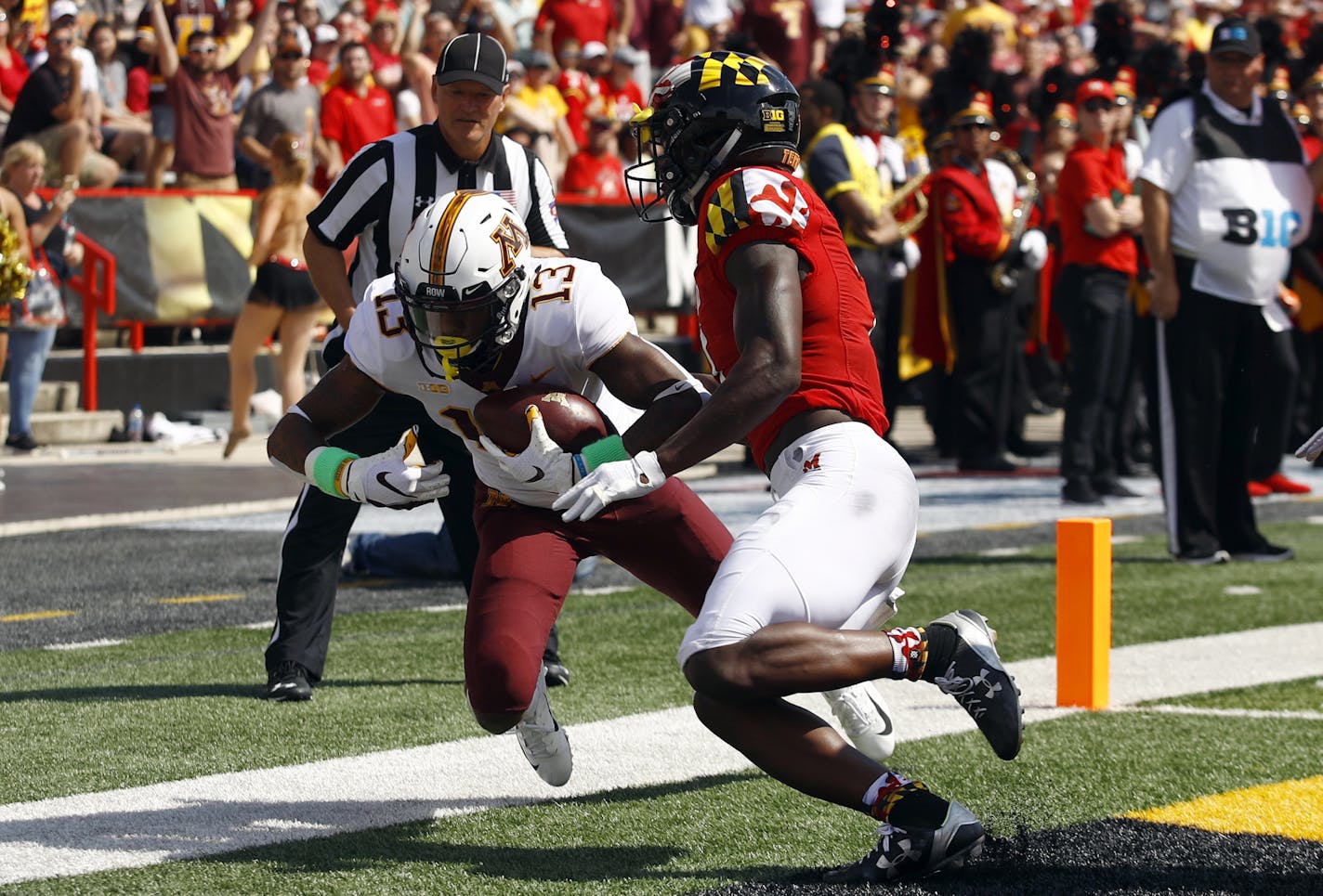 True freshman Rashod Bateman scored his first Gophers touchdown Saturday against Maryland.