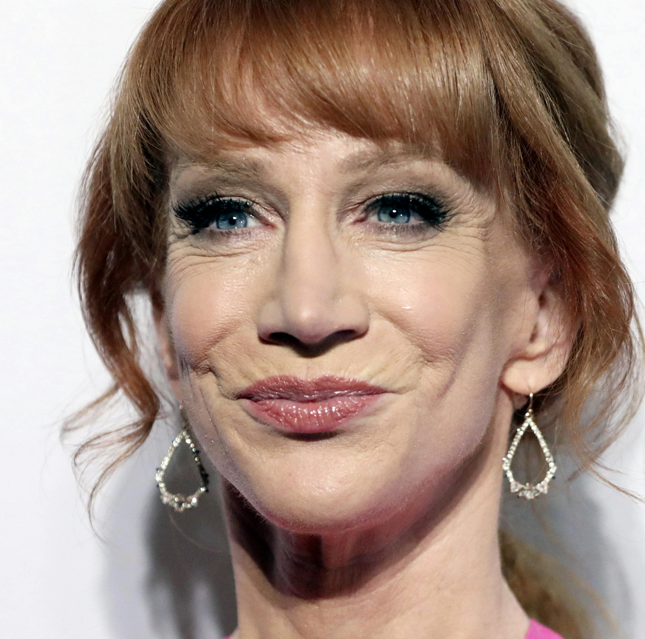 FILE - In this Feb. 11, 2017 file photo, comedian Kathy Griffin attends the Clive Davis and The Recording Academy Pre-Grammy Gala in Beverly Hills, Calif. Griffin says she knew her new photo shoot with photographer Tyler Shields would “make noise.” She appears in a photo posted online Tuesday, May 30, 2017, holding what looks like President Donald Trump’s bloody, severed head. Many on Twitter called for the comedian to be jailed. Griffin told photographer Shields in a video