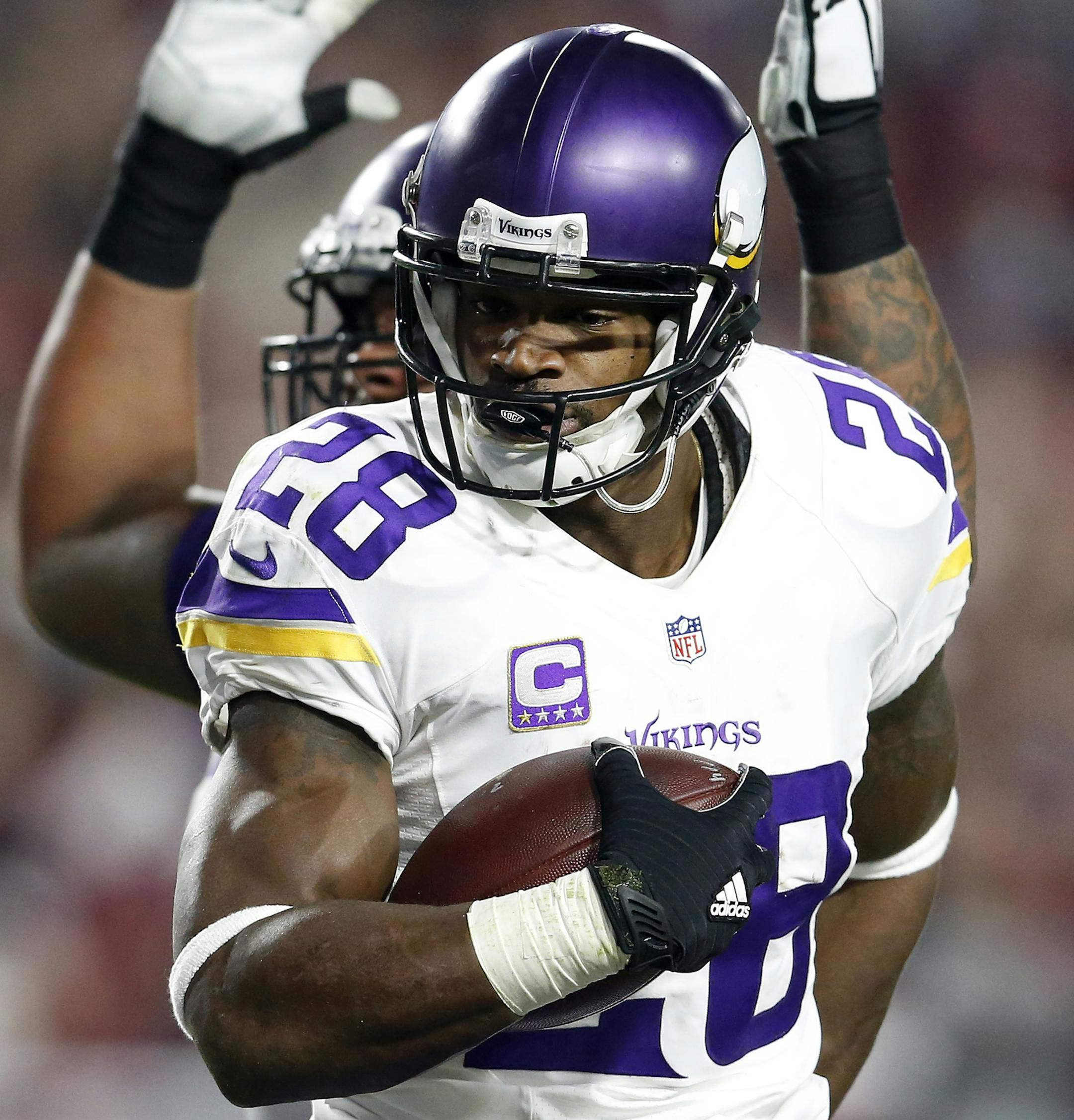 Minnesota Vikings running back Adrian Peterson (28). ] CARLOS GONZALEZ ï cgonzalez@startribune.com - December 10, 2015, Glendale, AZ, University of Phoenix Stadium, NFL, Minnesota Vikings vs. Arizona Cardinals