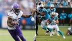 Two versatile NFL star running backs -- the Vikings' Dalvin Cook, left, and the Panthers' Christian McCaffrey -- have legitimate MVP dreams that stand