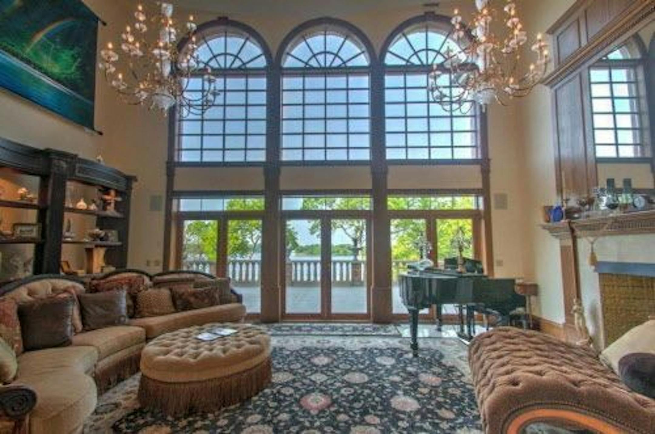 The living room overlooks Lake Minnetonka.