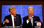 President Donald Trump and Democratic presidential nominee Joe Biden participate in the first presidential debate at the Health Education Campus of Ca