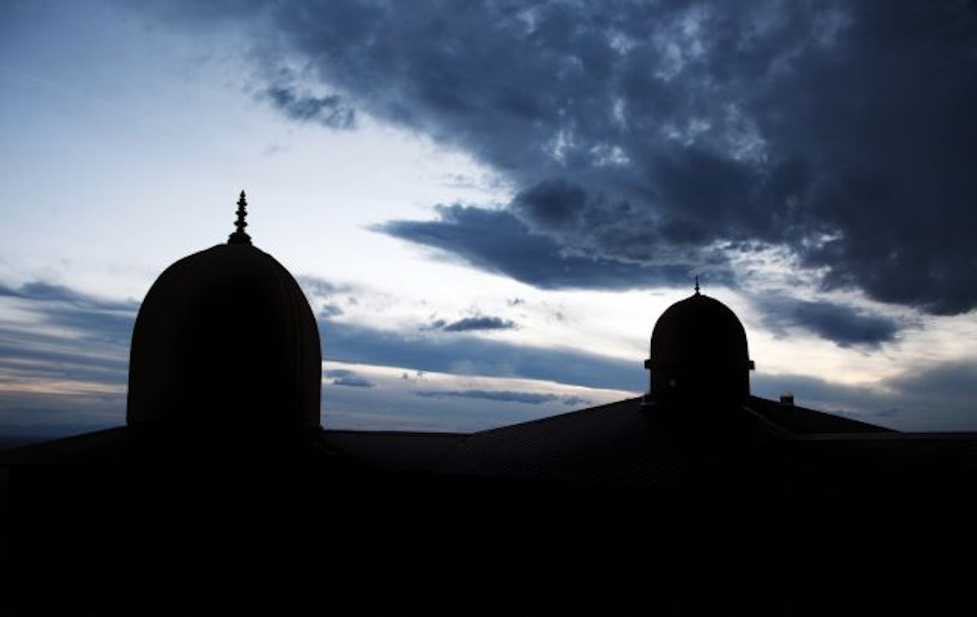 The Haidakhandi Universal Ashram at dusk, spring of 2009. The ashram serves as a retreat center and as a place of worship for Indian families along Colorado's front range.