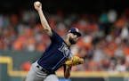 Tampa Bay Rays relief pitcher Nick Anderson delivers a pitch against the Houston Astros during the fifth inning of Game 5 of a baseball American Leagu