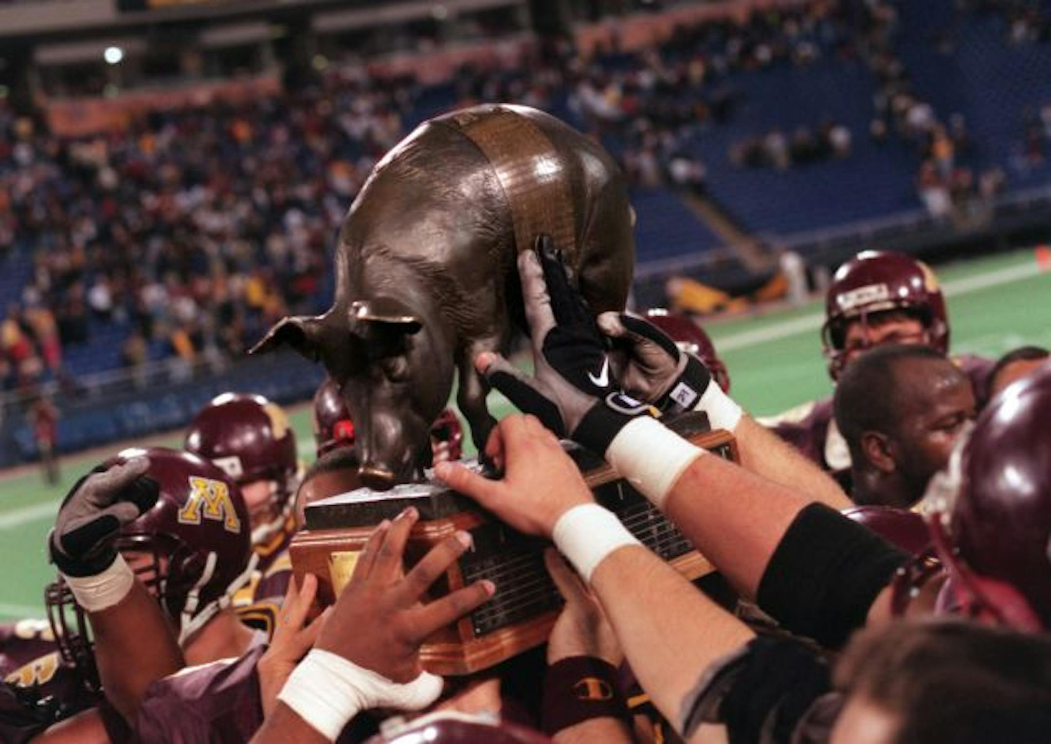 The Gophers hope to take home the Floyd of Rosedale trophy, the traditional reward for the winner of the Minnesota-Iowa football game.