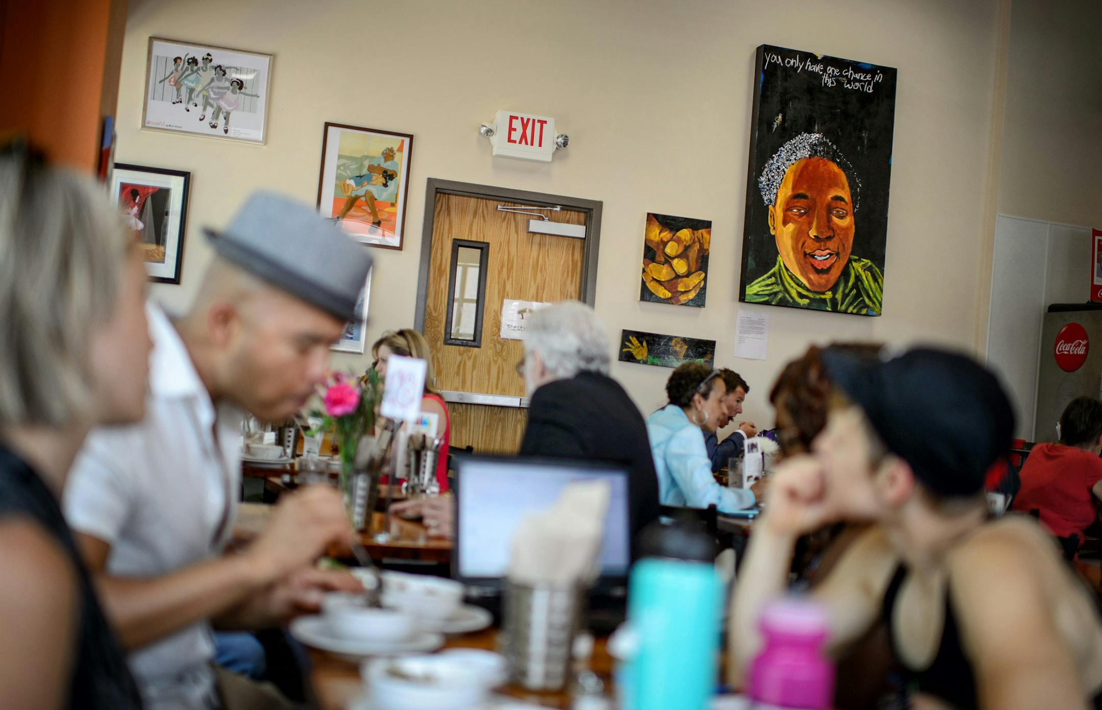 Breaking Bread foods where artwork is on display as part of Flow Northside Arts Crawl. ] GLEN STUBBE * gstubbe@startribune.com Friday, July 10, 2015 The Flow Northside Arts Crawl, in its tenth year, showcases the growing arts scene in North Minneapolis. Advancing the 7/23 festival. Artistic director Dudley Voight will take us on a tour of murals and galleries along West Broadway -She will take us to a deli where a local artist is putting up new work, the Juxtaposition center where kids are makin