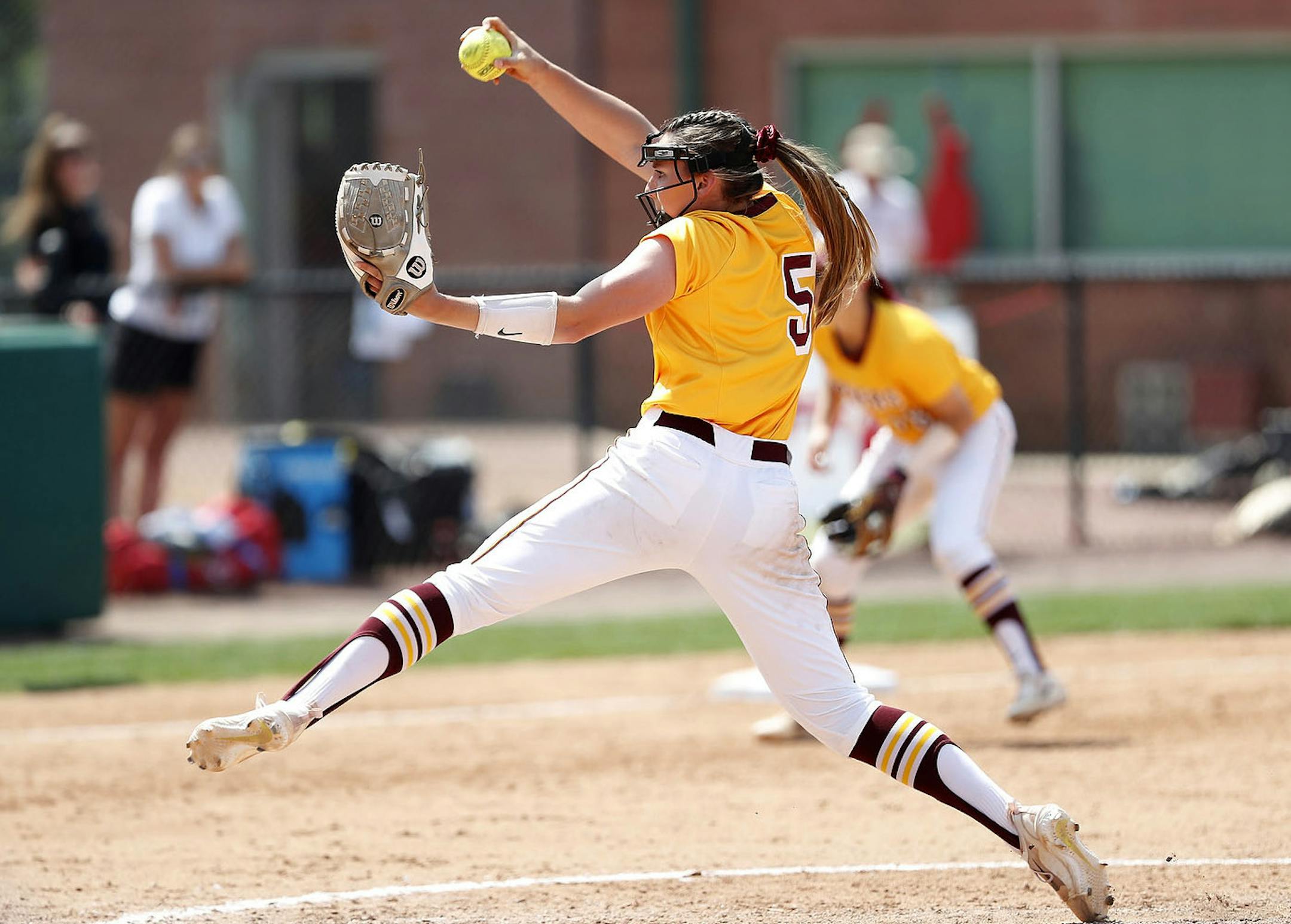 Gopher Tori Finucane pitched against the Louisiana Tech catcher during the regional. ] Special to the Star Tribune Amelia BartonMinnesota &#xf1; the No. 1-ranked team that didn't get seeded in the NCAA Tournament &#xf1; opened play in the Tuscaloosa Regional with an 11-3 victory over Louisiana Tech at Rhoads Stadium, May 19, 2017.