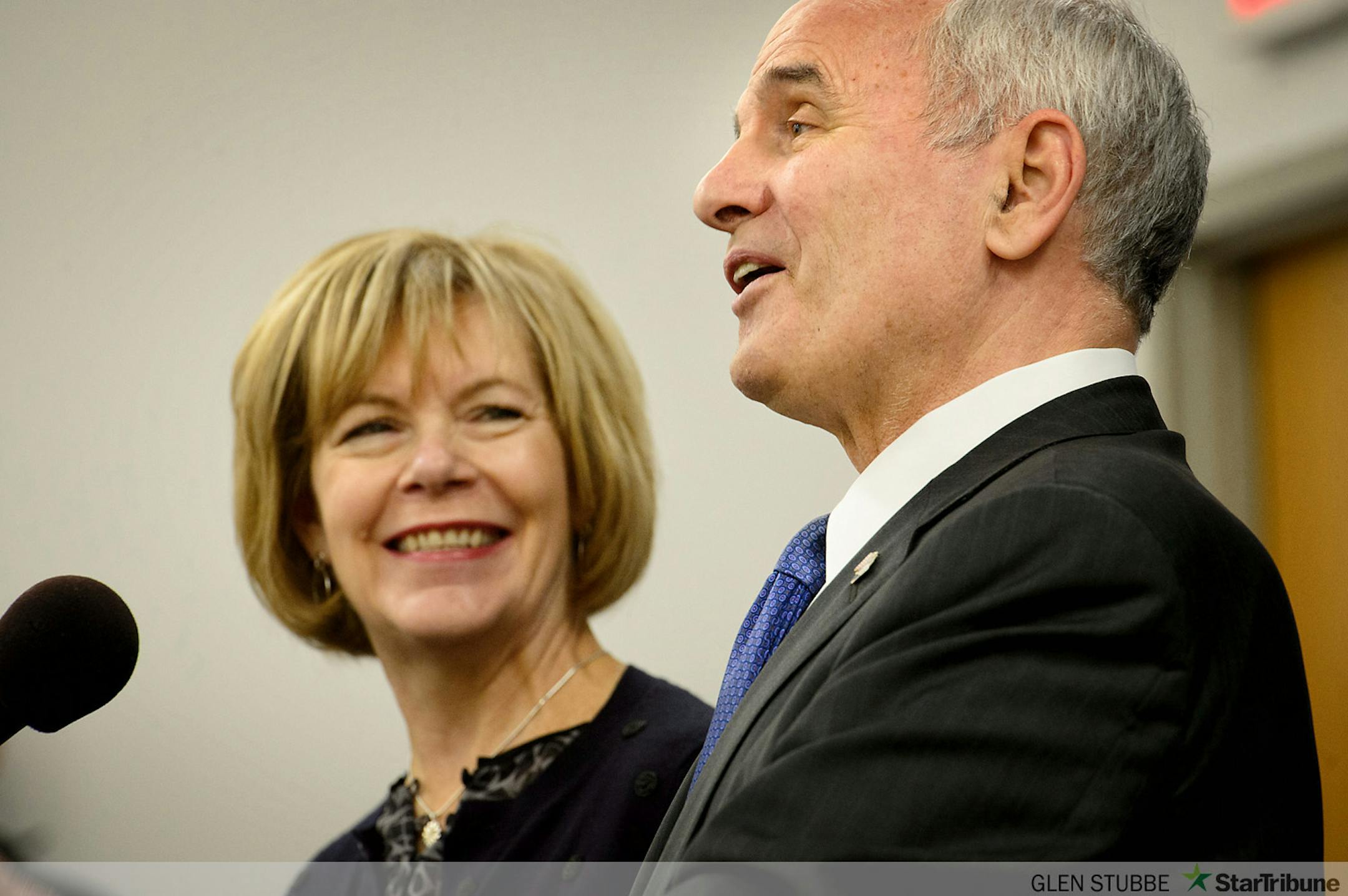 Governor Mark Dayton and Lt. Governor Elect Tina Smith held a press conference the morning after winning the election.       ]   GLEN STUBBE * gstubbe@startribune.com  Wednesday, November 5, 2014
