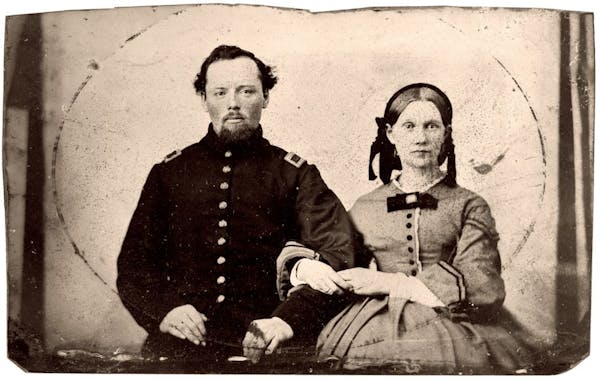 Madison Bowler (left), part of the Minnesota Historical Society Twitter Civil War re-enactment.
