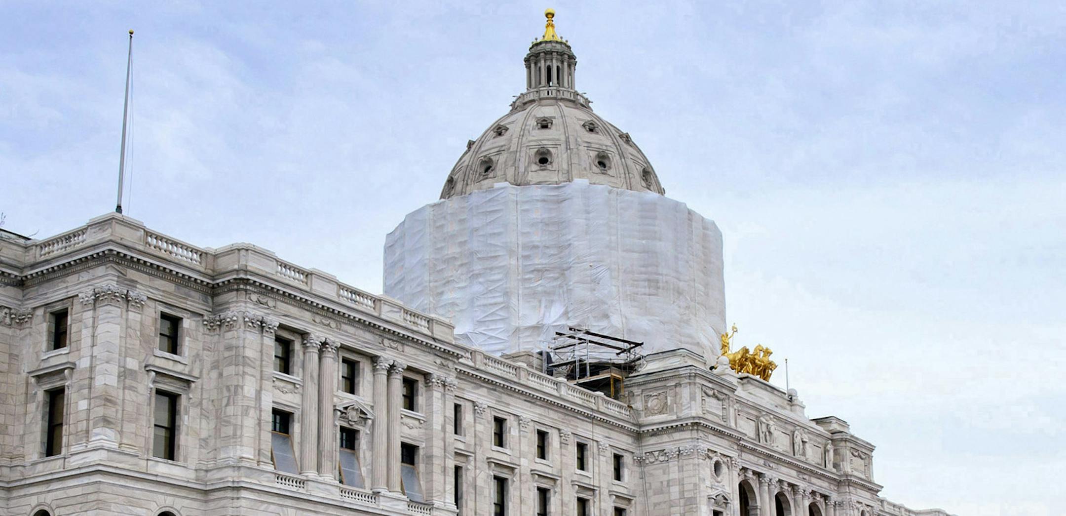 Steps at the main south entrance are in the process of being restored. This entrance will be closed for the 2016 session. All stonewirk on the main part of the building is complete. Stonework continues on the cylinder and dome. ] GLEN STUBBE * gstubbe@startribune.com Friday, February 19, 2016 Tour of ongoing renovation work at the Minnesota State Capitol and at the House chamber currently being prepared for the legislative session. ORG XMIT: MIN1602192105520656 ORG XMIT: MIN1603151255136543 ORG