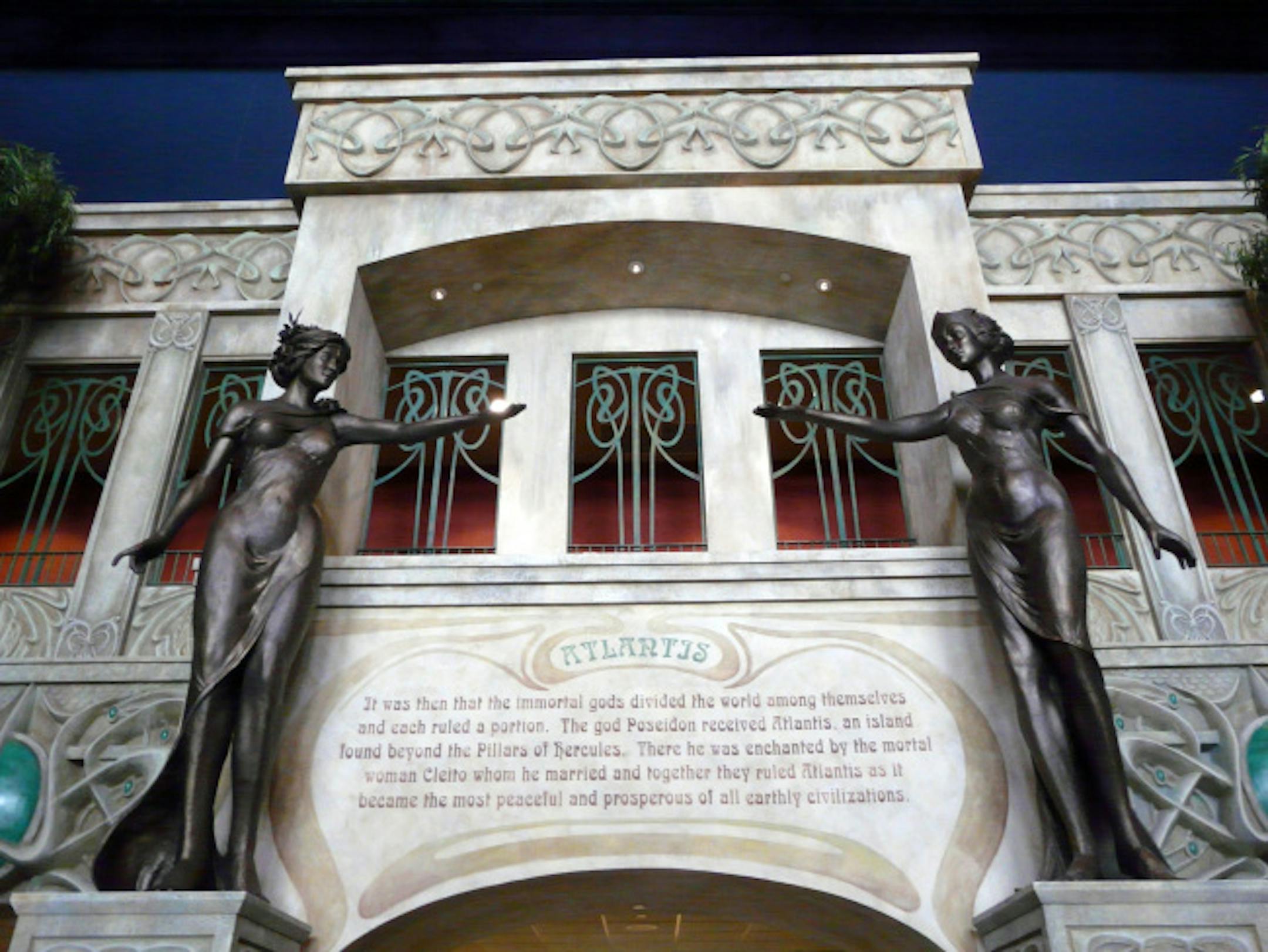 The theaters' theme is Atlantis, the lost city of ancient times.