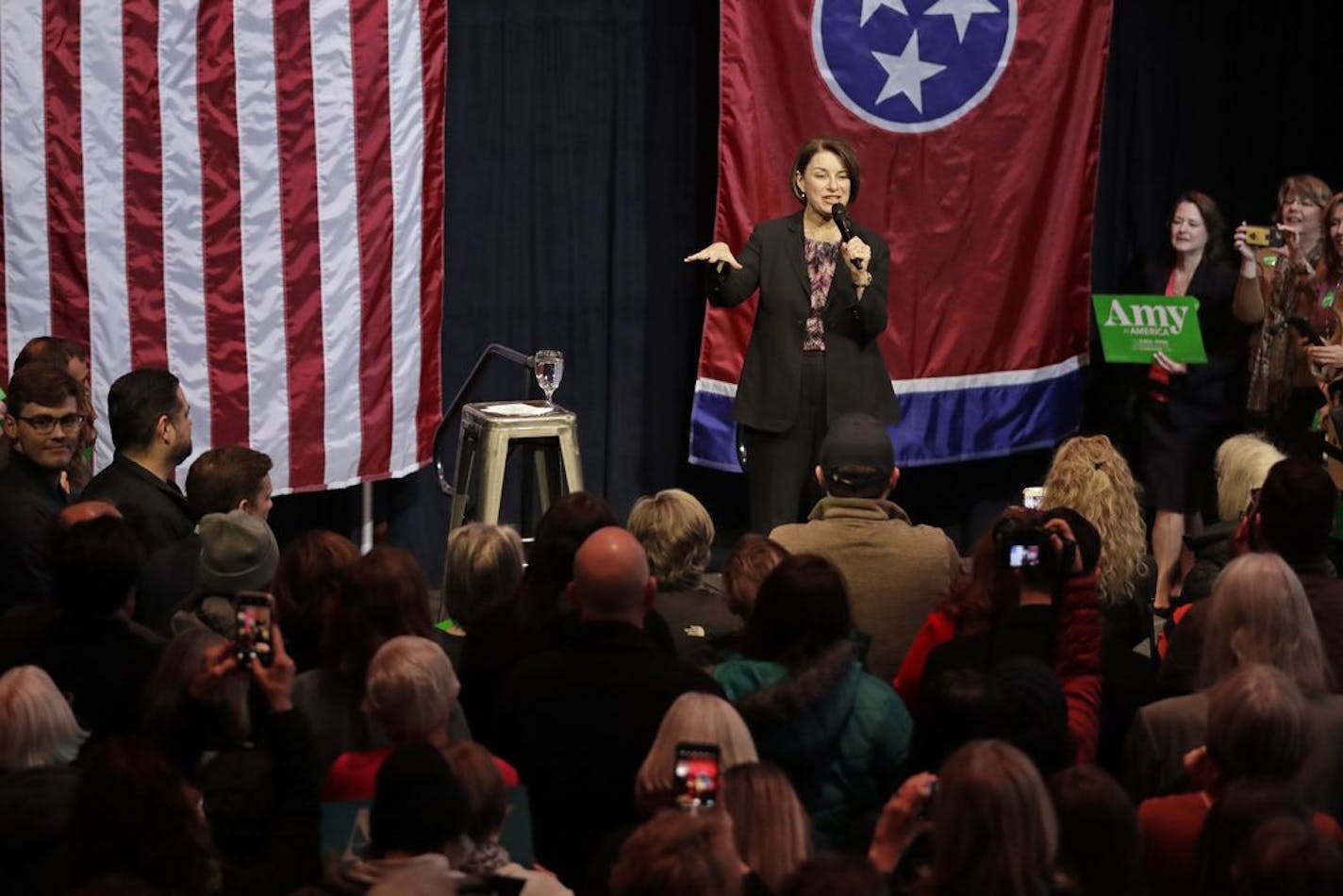 Democratic presidential candidate Sen. Amy Klobuchar, D-Minn., campaigns Friday, Feb. 28, 2020, in Nashville, Tenn.