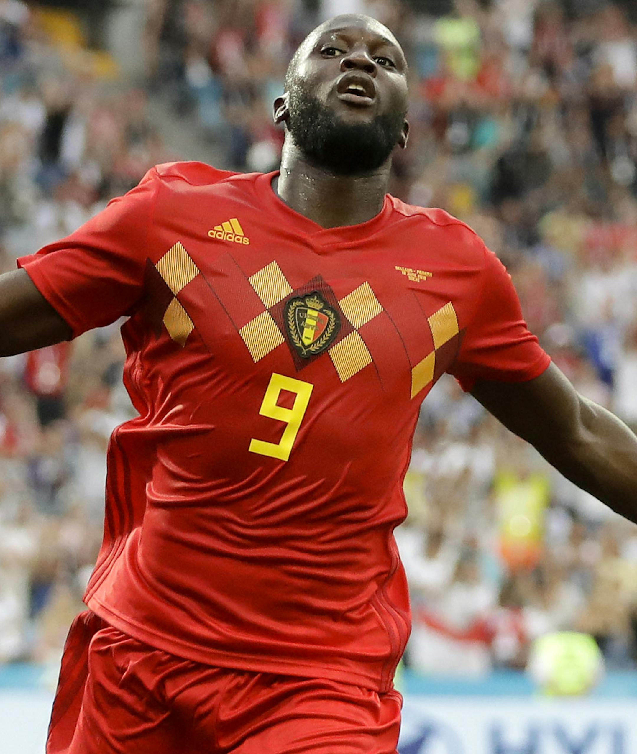 Belgium's Romelu Lukaku celebrates after he scored his side's third goal during the group G match between Belgium and Panama at the 2018 soccer World Cup in the Fisht Stadium in Sochi, Russia, Monday, June 18, 2018. (AP Photo/Matthias Schrader)