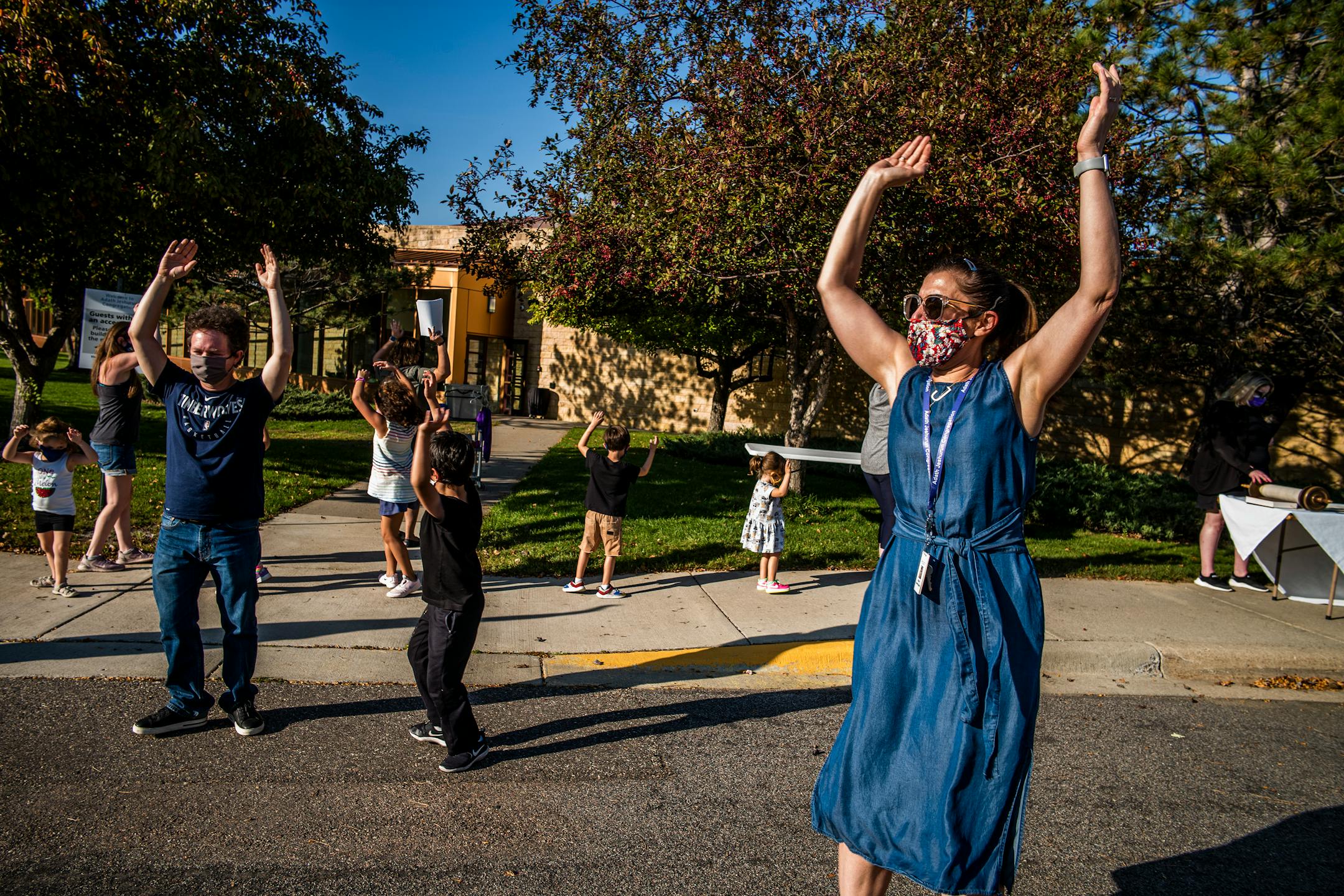 In Minnetonka on September 28, 2021, Hazzan Joanna Dulkin does a little dance in celebration of Simchat Torah .] The Adath Jeshurun congregation is hosting a "Simchat Torah Walk-Through'', an event celebrating the Torah for families with young children, in which the kids unroll a long Torah across the parking lot. Staff will dress up as Biblical figures. It's an example of an outdoor event spawned by the pandemic that is likely to stay. RICHARD TSONG-TAATARII • richard.tsong-taatarii@startribune.com