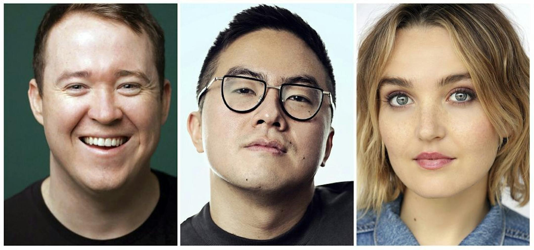 This combination of photos released by NBC shows, from left, Shane Gillis, Bowen Yang and Chloe Fineman who will join the cast of "Saturday Night Live," premiering its 45th season on Sept. 28.
