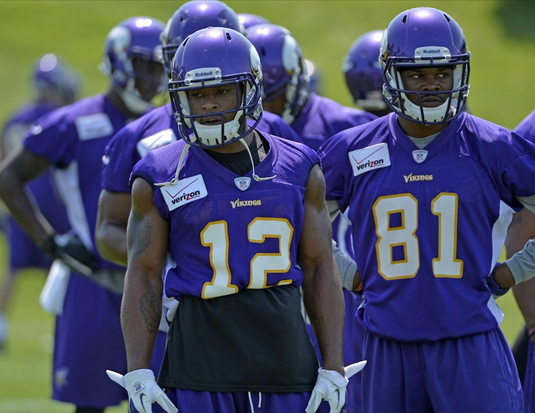 All players were present and accounted for at Vikings minicamp this morning, but there was at least one unhappy camper. Percy Harvin (left), the Vikings Pro Bowl receiver, made it pretty clear that he is unhappy with his contract.