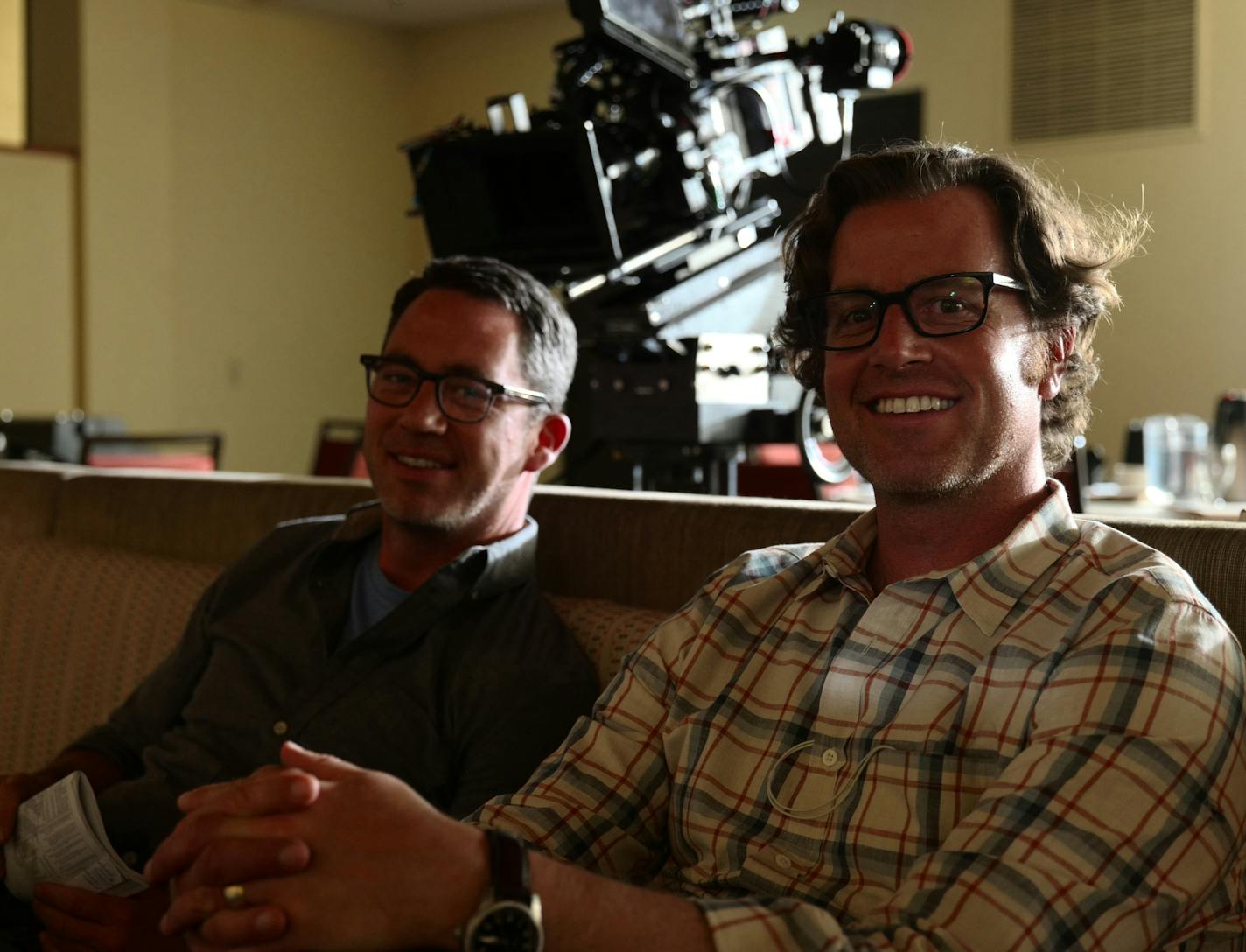 Drew and John Erick Dowdle on the set of "Waco."