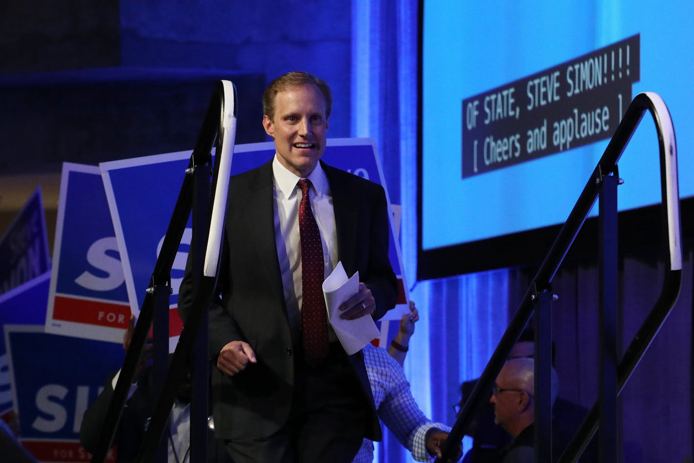 Minnesota Secretary of State Steve Simon took the stage after securing the party's endorsement during the DFL State Convention Friday.