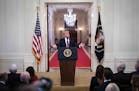 President Donald Trump speaks one day after his acquittal by the Senate of two impeachment charges, at the White House in Washington, Feb 6, 2020. Sen