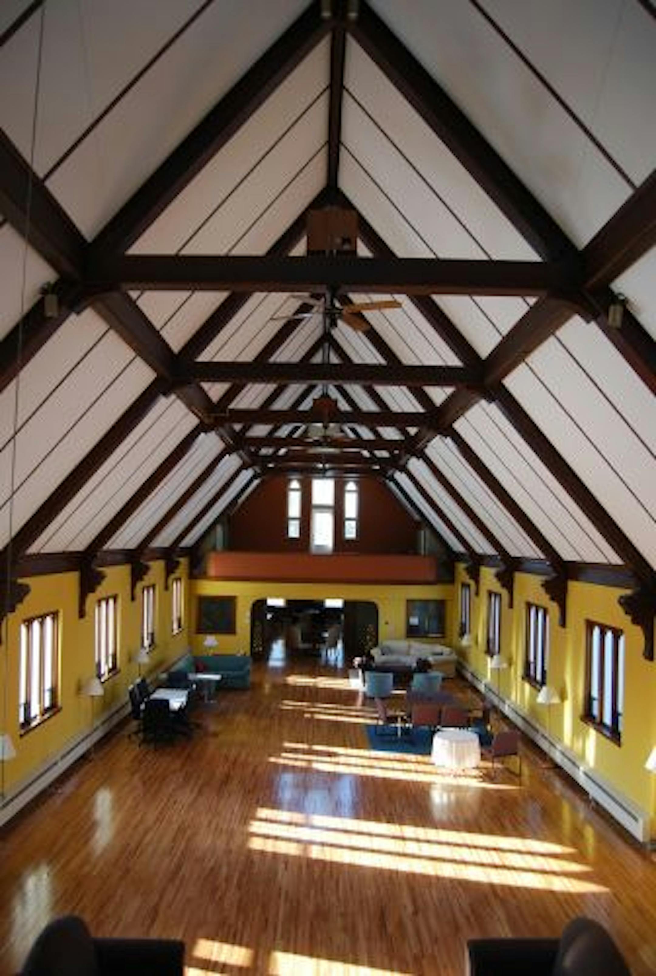 Janet Kiley owns Faith Lutheran Church in Staples, Minn., which she has been restoring for the past two years. This is the great room.