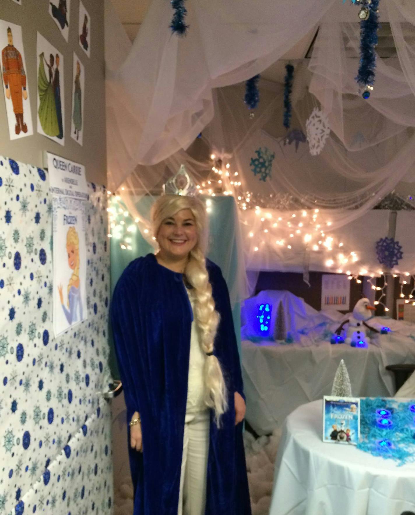 Carrie Hagan&#x201a;&#xc4;&#xf4;s staff at AbbVie, in North Chicago, turned her office into a scene from the Disney movie &#x201a;&#xc4;&#xfa;Frozen,&#x201a;&#xc4;&#xf9; with Hagan dressing the part as Elsa. (Credit: Carrie Hagan.)