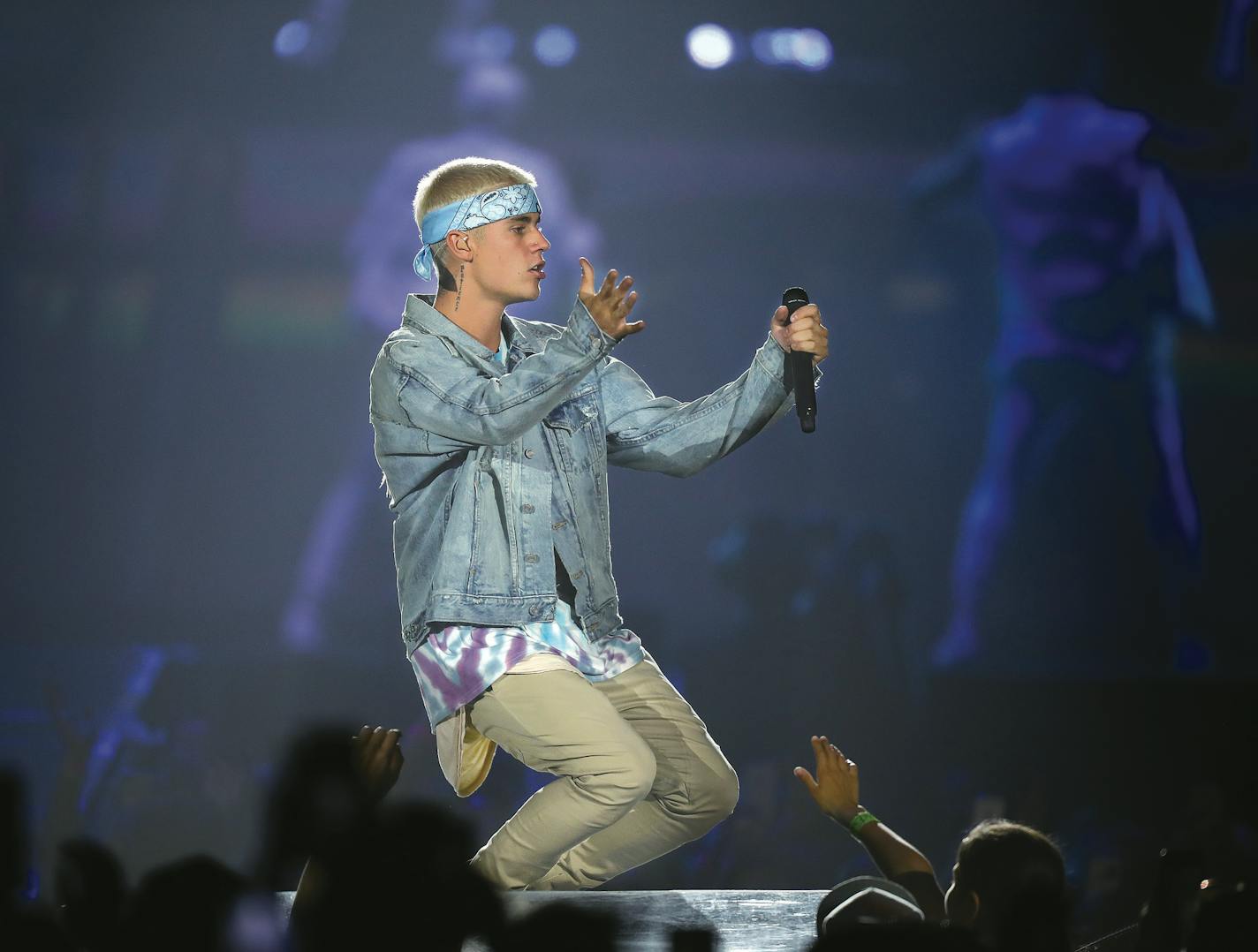 Justin Bieber early in his show at Target Center Sunday night.