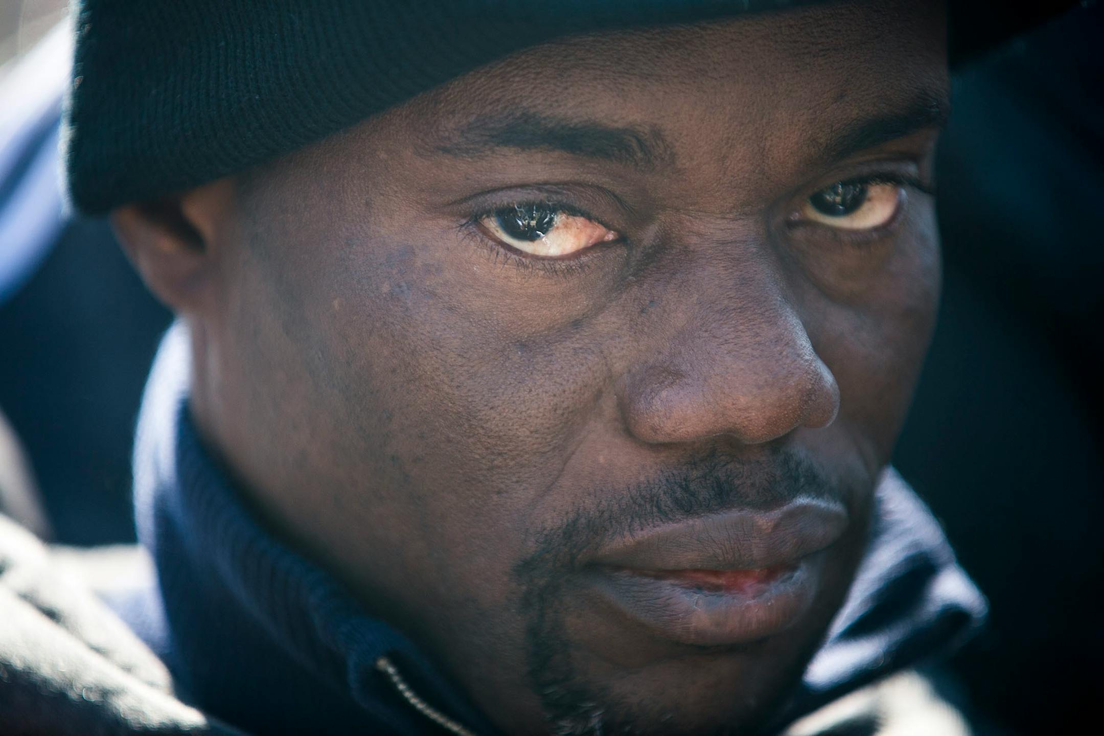 Pierre Collins, father of 10-year old missing child Barway Collins, is pictured after a prayer service and press conference marking day 10 of Barway's disappearance on Saturday. ] (Aaron Lavinsky | StarTribune) A press conference and prayer service marking day 10 of the disappearance of 10-year old Barway Collins was held on Saturday, March 28, 2015 in Crystal, MN.
