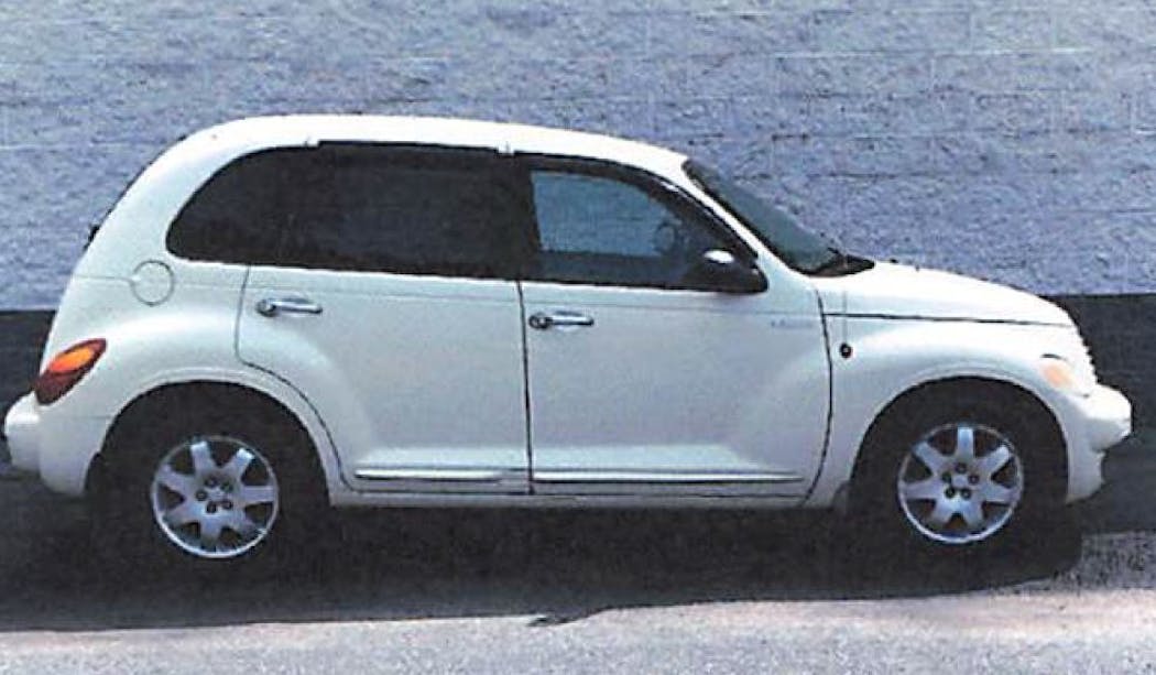 Christopher Terrell Anderson is believed to be driving a white 2005 Chrysler PT Cruiser. This is not a photo of the actual vehicle. 