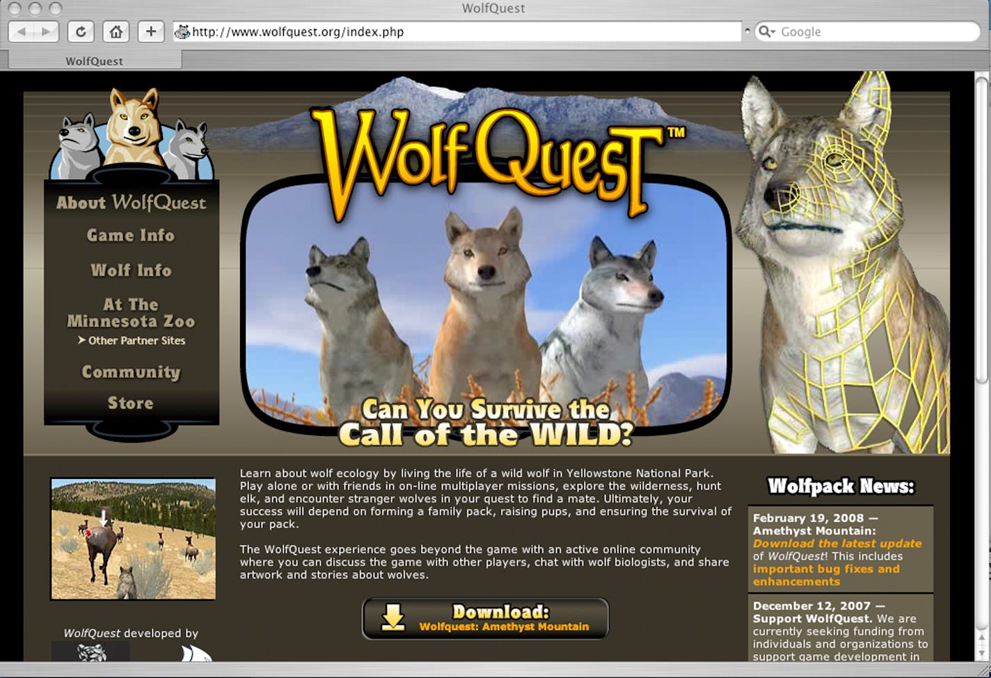 More than 100,000 people have downloaded the zoo's "WolfQuest" computer game since late last year.