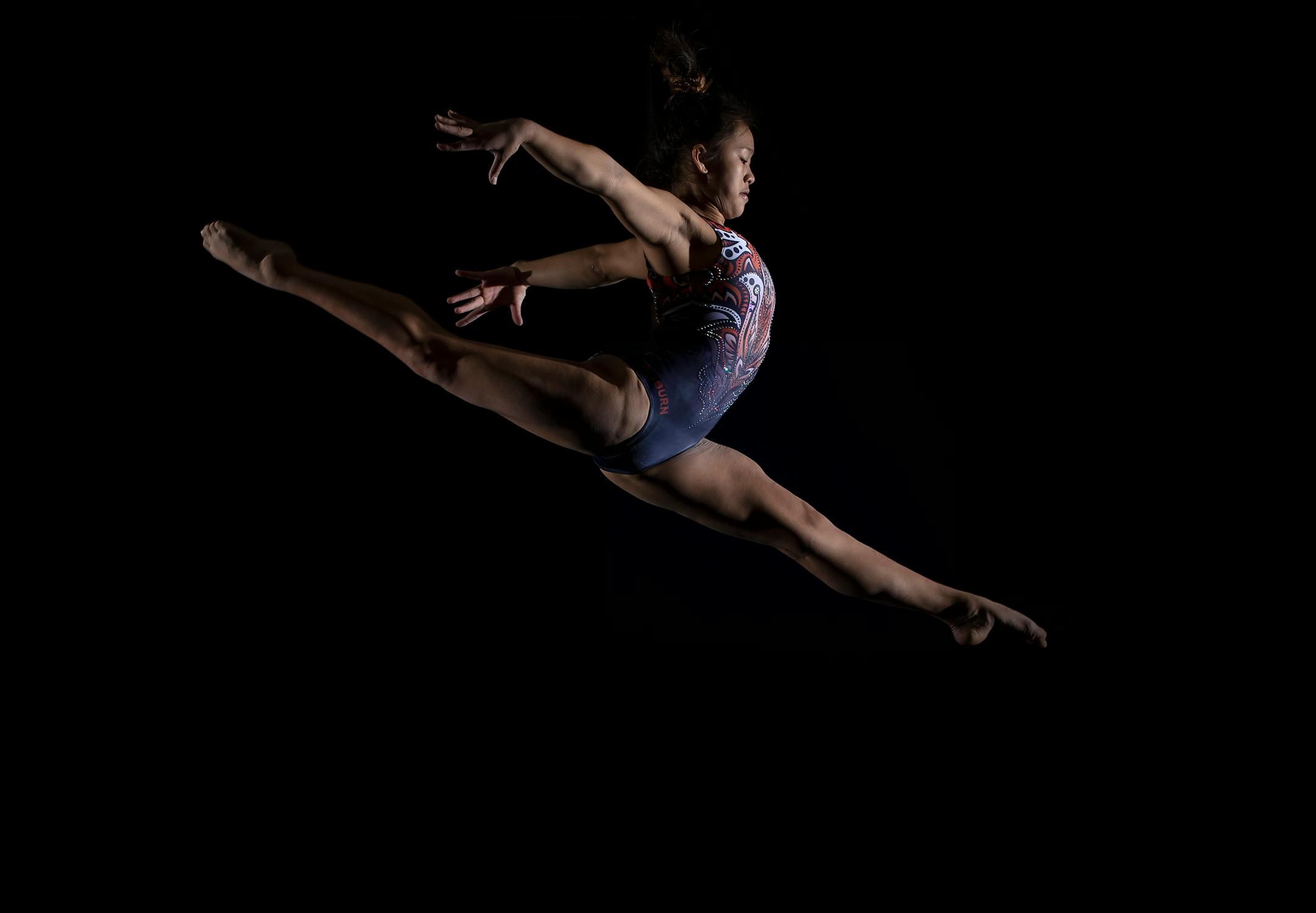 Gymnast Sunisa Lee of St. Paul photographed at the Midwest Gymnastics Center.