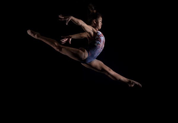Gymnast Sunisa Lee of St. Paul photographed at the Midwest Gymnastics Center.