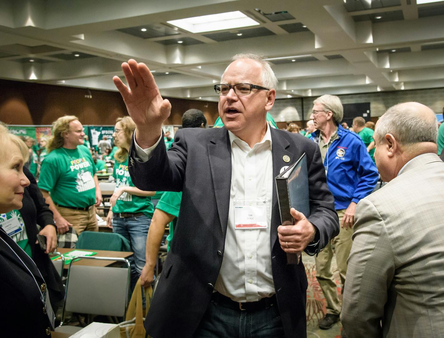 U.S. Rep. Tim Walz (Mankato) talked with AFSME delegates after the forum.