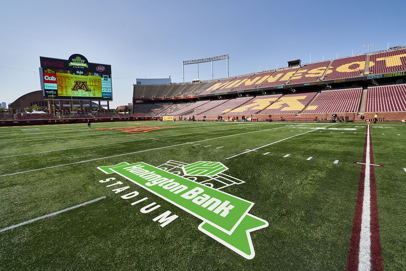 The football stadium at the U has already taken the Huntington Bank name and logo.