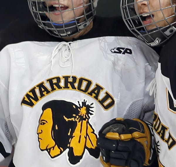 Warroad's Demi Gardner (14) and Kayla Gardner (16) celebrated a goal by Demi in the first period. Warroad beat New Ulm 9-0. ] CARLOS GONZALEZ cgonzale