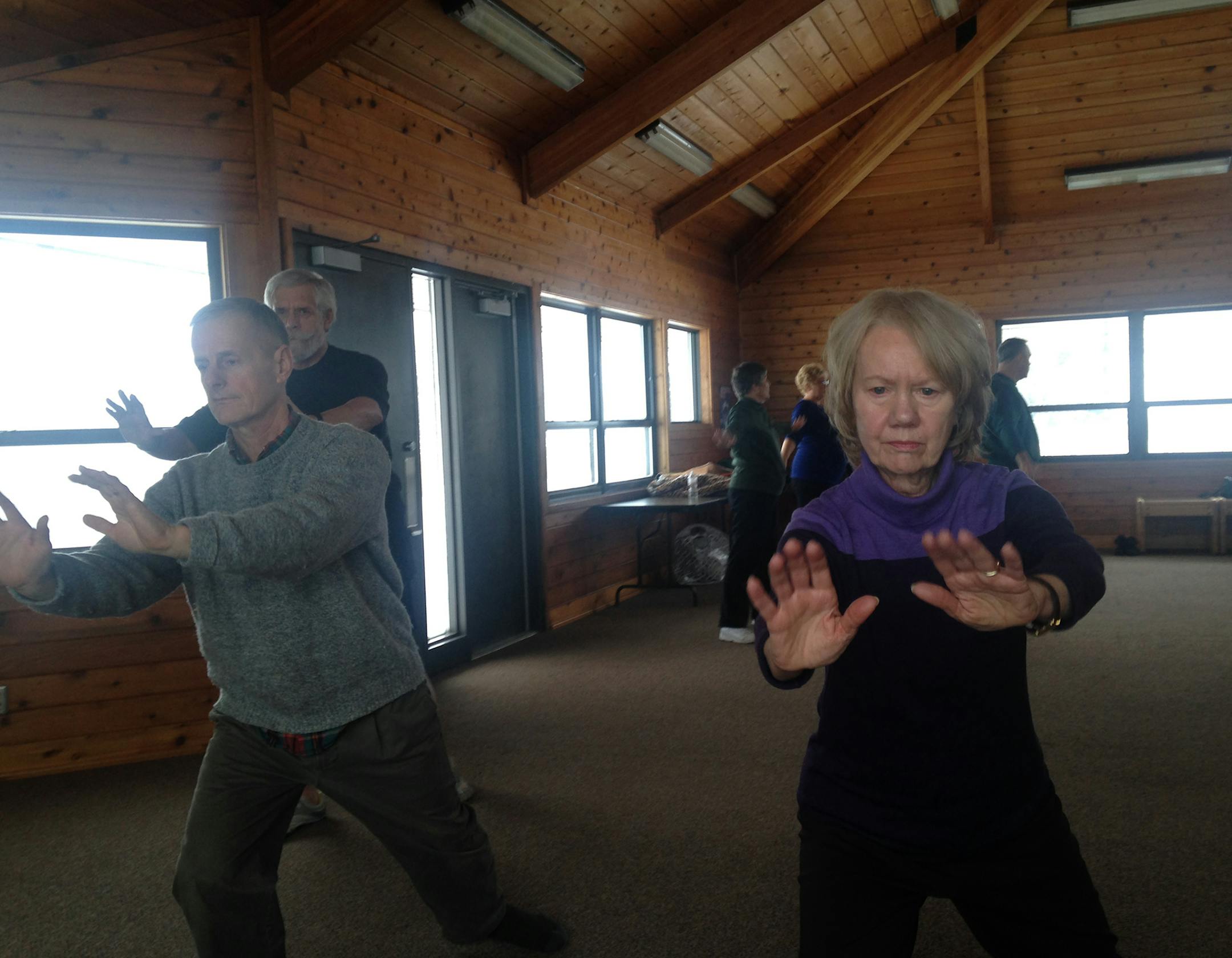 Instructor Donna Simmons leads a tai chi class at Sky Hill Park Shelter in Eagan. The weekly session for adults age 62 and older is offered through Eagan Parks & Recreation. For more information go to www.cityofeagan.com or call 651-675-5500.Photo by Emman Nelson, Star Tribune